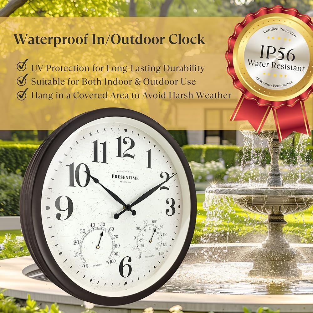 Presentime 16" Farmhouse in/Outdoor Clock