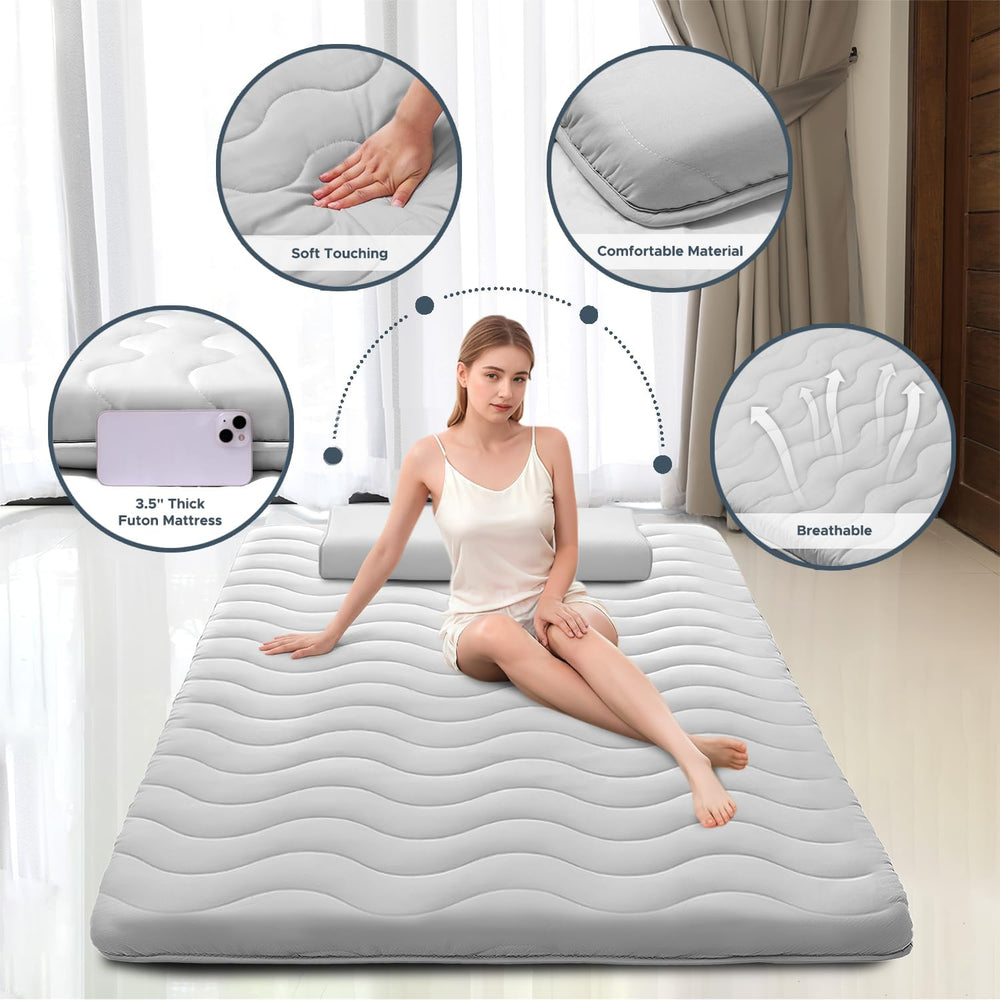 SCHNAUZER HOME Japanese Floor Mattress Futon Mattress Queen 3.5" Thick
