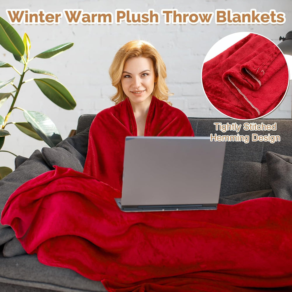Panitay 10 Pcs Fleece Throw Blanket Bulk 50x60 Inch Soft, Rich Color