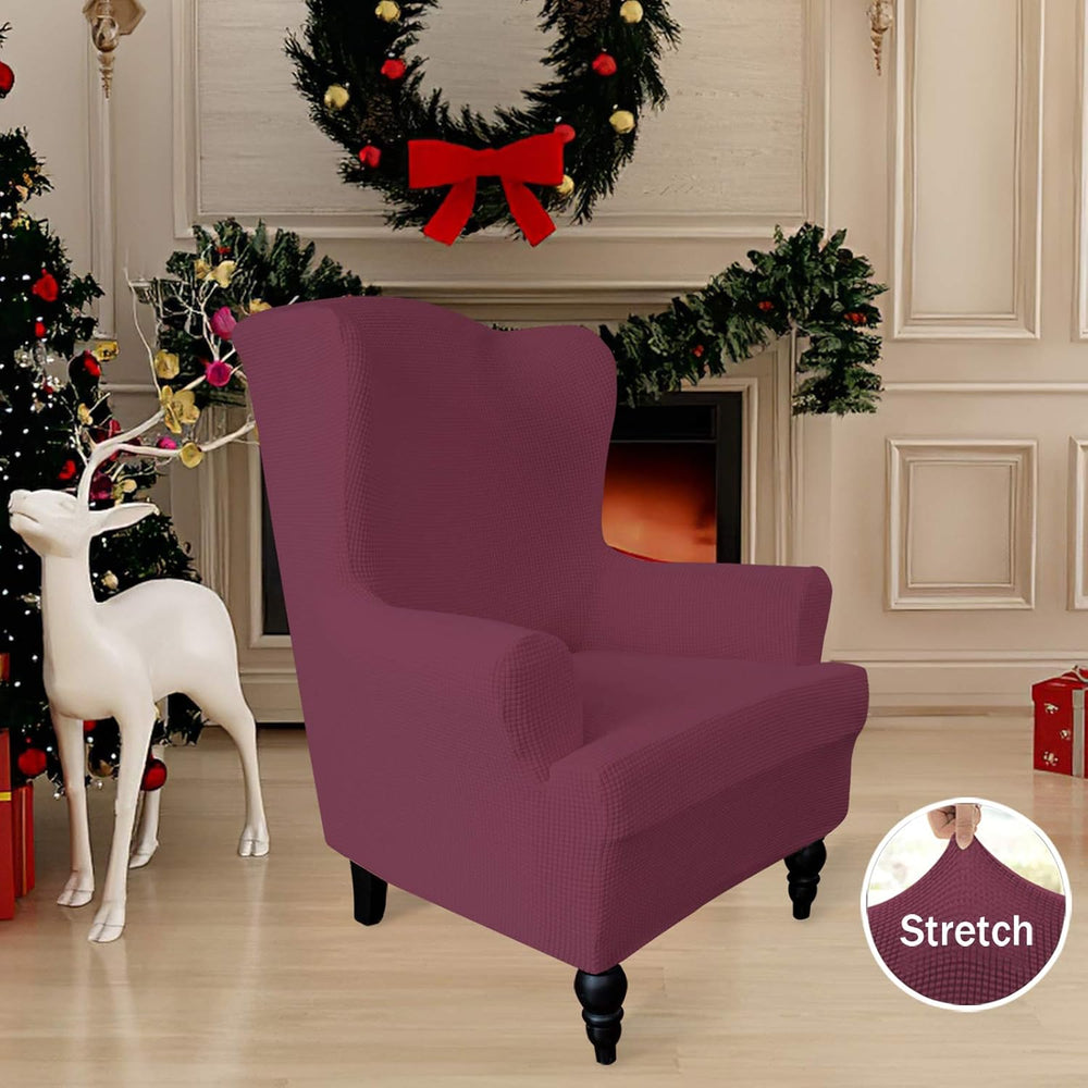 Easy-Going Stretch Wingback Chair Sofa Slipcover ASH Rose