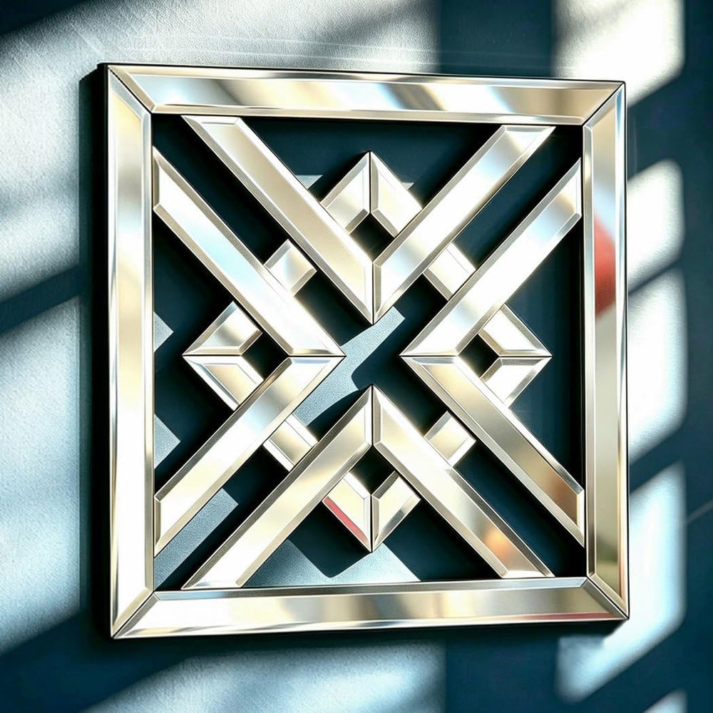 QMDECOR Silver Mirrored Wall Decor 16x16” Decorative Mirror Modern Fashion DI...
