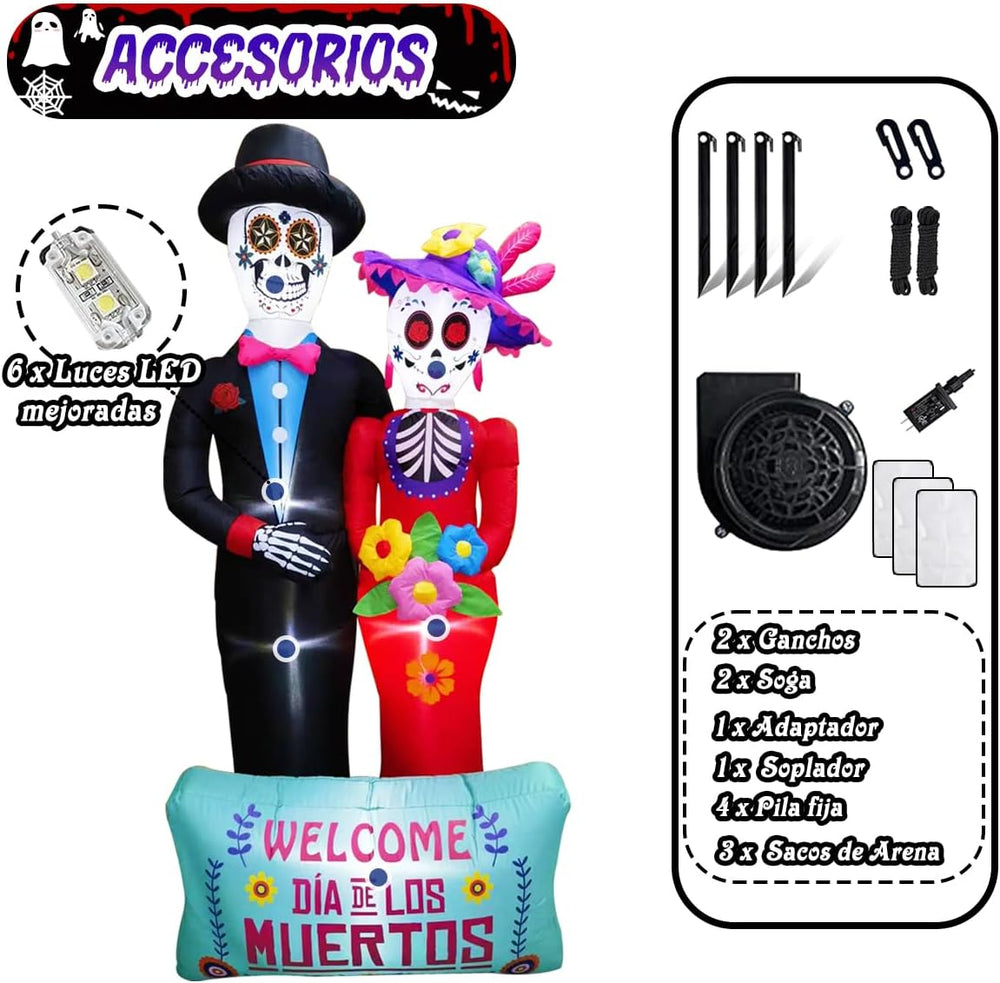 Dia De Los Muertos Decoration, 6 FT Halloween Inflatables Dรฉcor Day of The De...