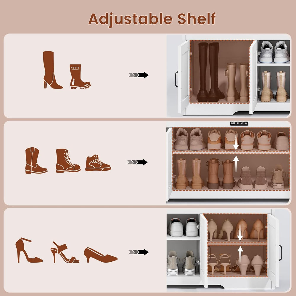 UPOSOJA 60“ Farmhouse Shoe Storage Bench with Deodorizing, Entryway Storage B...
