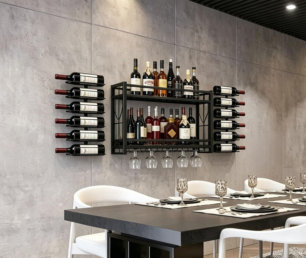 Wine Rack for Wall - Wine Bottle Holder Display Storage for Kitchen, Home Bar...