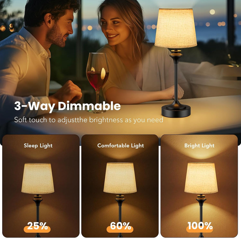 Portables Cordless Table Lamp,Flaxen Fabric Shade Battery Operated Lamp,5200m...