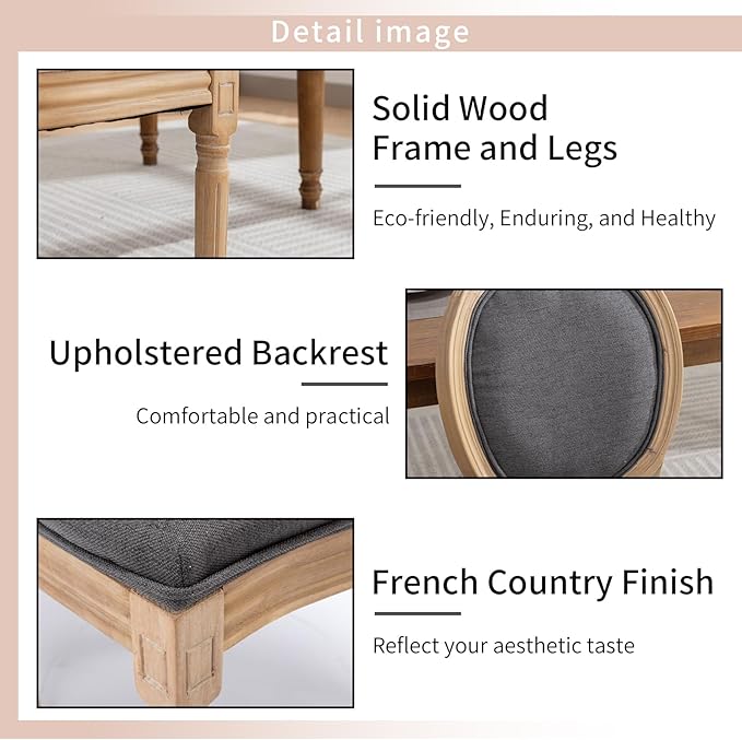 French Country Dining Chairs Set of 4, Gray Kitchen & Dining Room Chairs,...