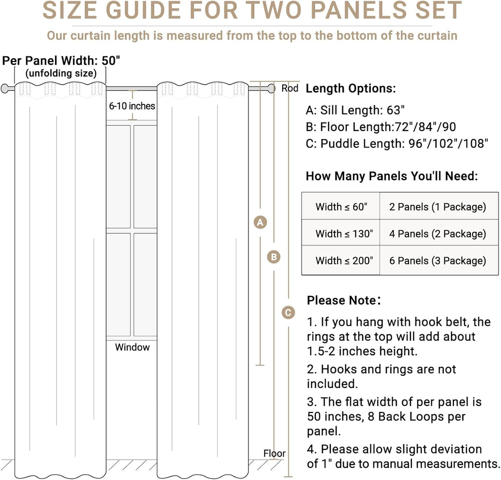 Linen Textured Total Blackout Curtains for Bedroom 90 Inches Long, Oatmeal
