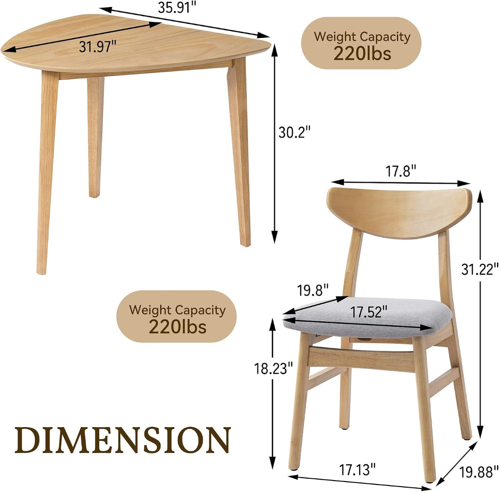 P PURLOVE Modern 3 Piece Table Set, Wood Triangular Table (Natural)