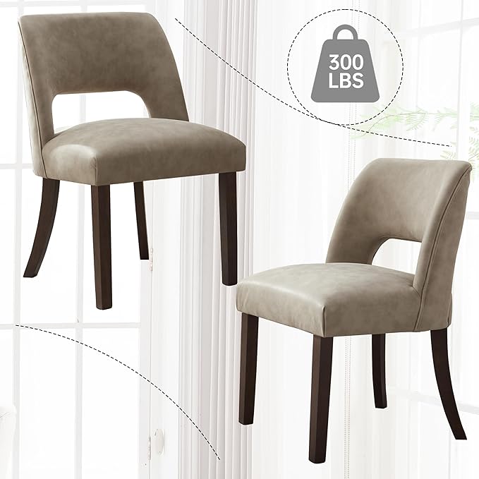 VKNOW Modern Dining Chairs Set of 4, Faux Leather Upholstered Dining Room Cha...