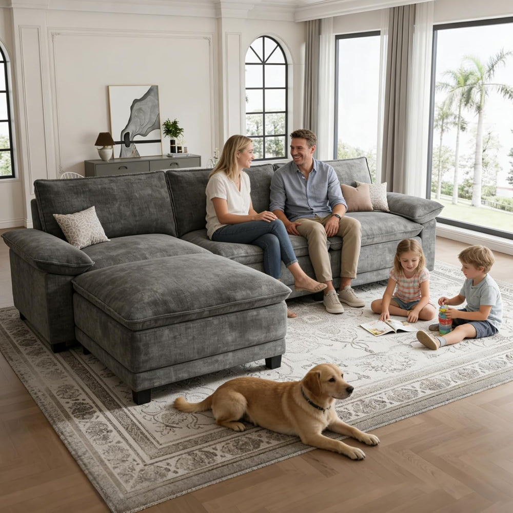 108" Modular Sectional Couch, L Shaped Cloud Sofa for Living Room | Comf...