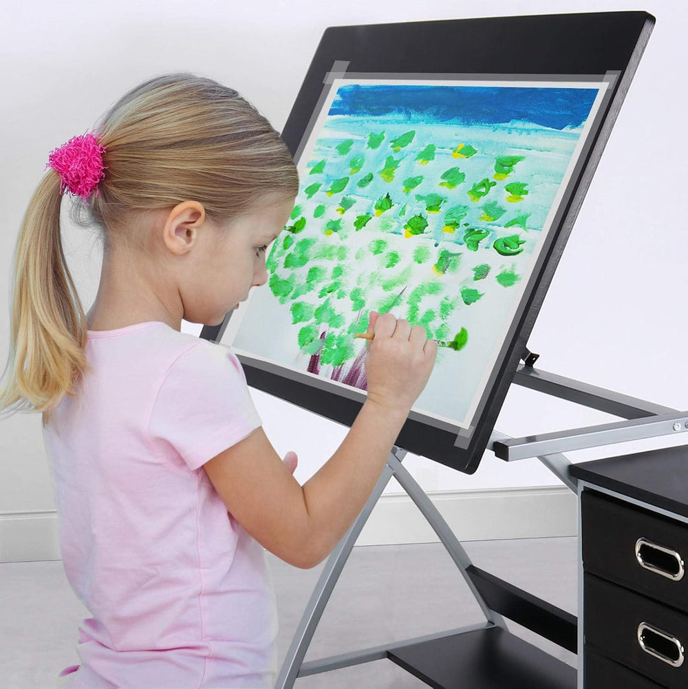 Topeakmart Drafting Tables, Draft Drawing Desk w/Stool and Tiltable Tabletop,...