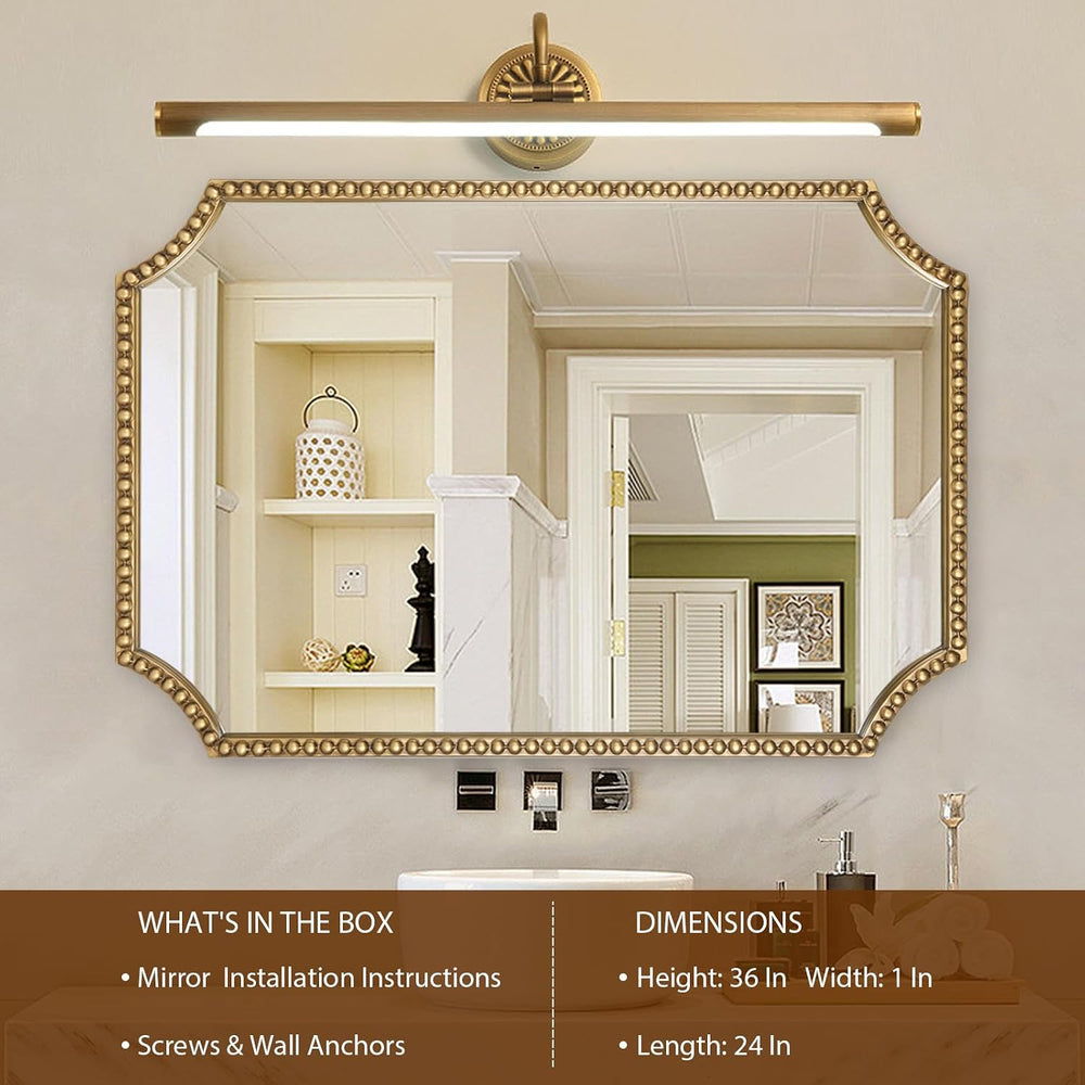 24"x36" Mirror for Wall, Scalloped Corners Rectangle Decorative Mir...