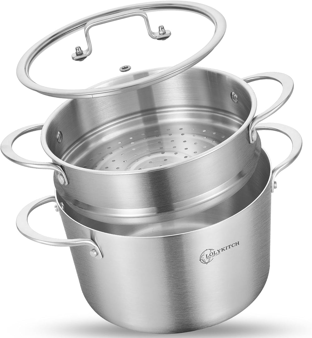 LOLYKITCH 3 Quart Stainless Steel Steamer Pot