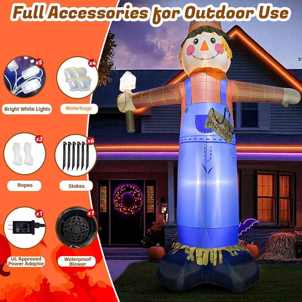 12FT Giant Inflatables Scarecrow Decorations, Fall Harvest Inflatable Yard De...