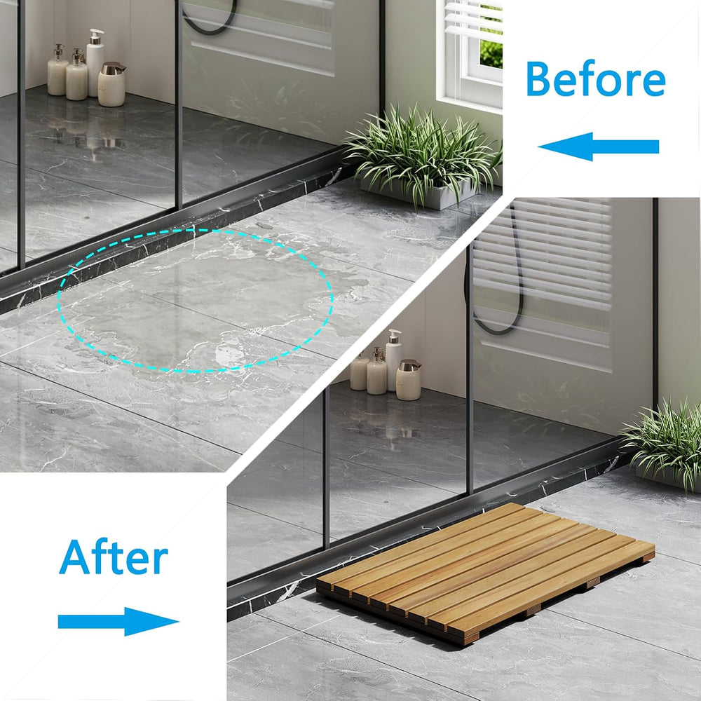 Wood Shower Mat Bath Mat Wooden Bathroom Mat Spa Shower Floor Mat (Large) | 1...