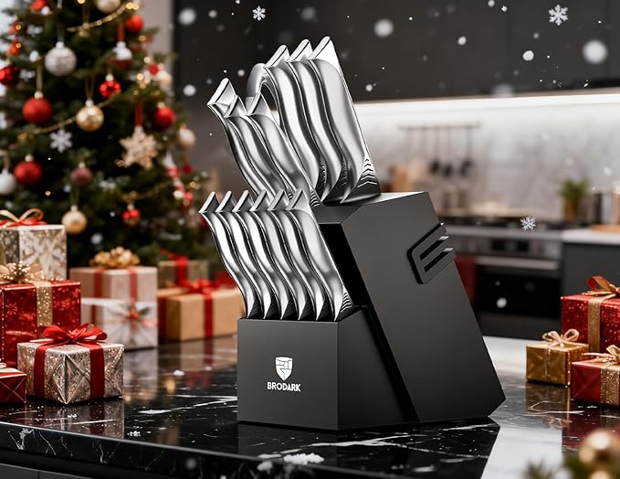 BRODARK Kitchen Knife Set with Block
