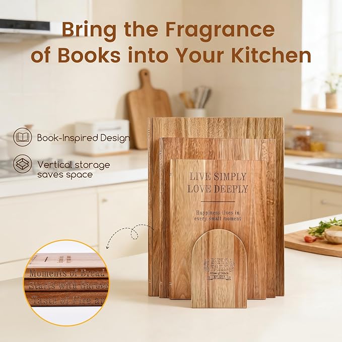 Book cutting board Set of 3, Acacia Wood Chopping Board