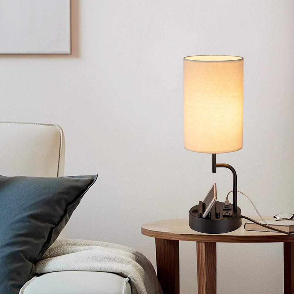 Dreamholder Table Lamp with 3 USB Charging Ports, Modern Desk Lamp with AC Ou...