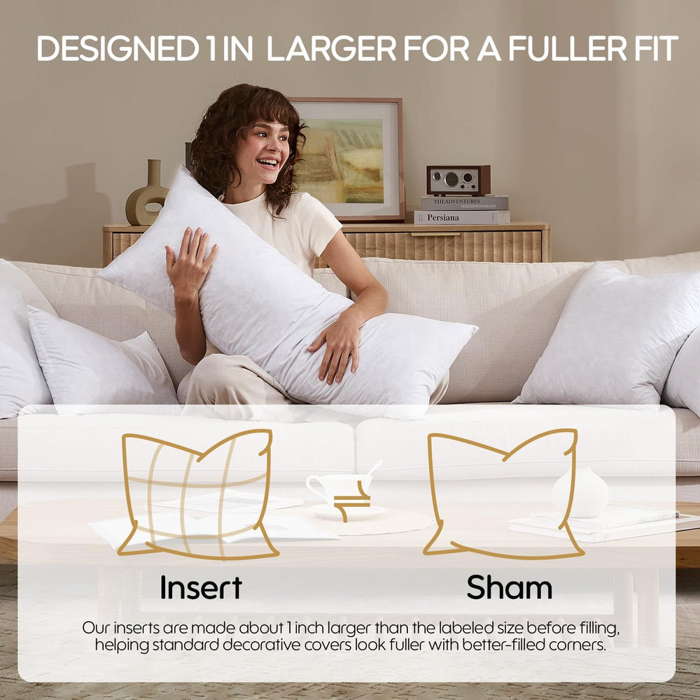 14x36 Feather Long Lumbar Pillow Insert, Decorative Throw Pillow Insert for C...