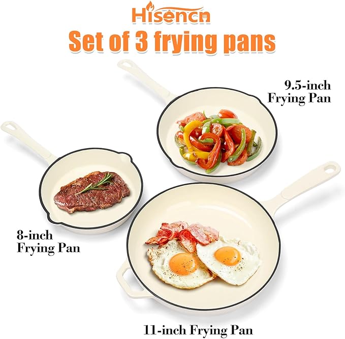 Hisencn Enameled Cast Iron Skillet Set