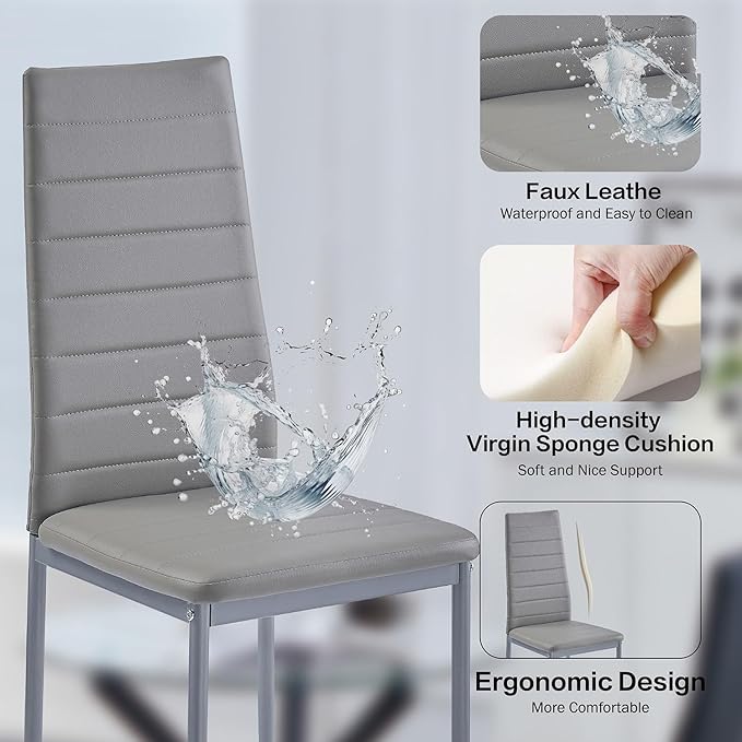 PU Dining Chairs Set of 4, Modern Kitchen & Dining Room Chairs Faux Leath...