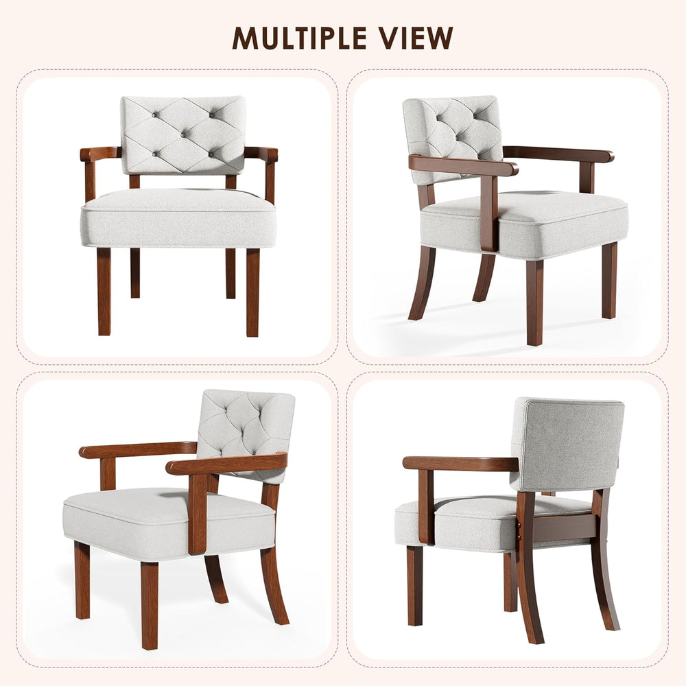 Modern Accent Chair for Bedroom, Mid-Century Arm Chairs with Wood Arms