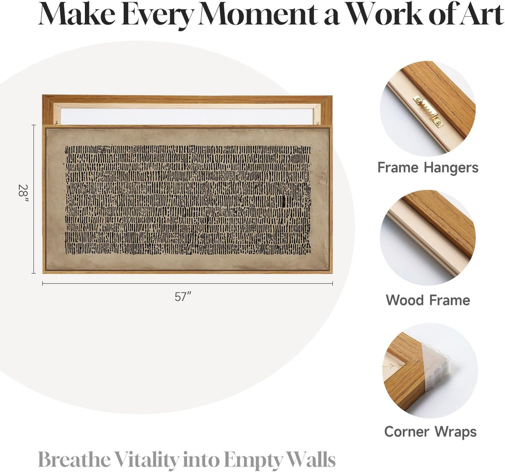 Large Framed Wabi Sabi Abstract Wall Art for Living Room, 60x30 Inch