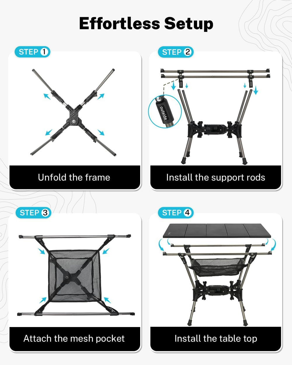 Gonex Foldable Camping Table, Portable Aluminum Roll Up Top Camp Side Table