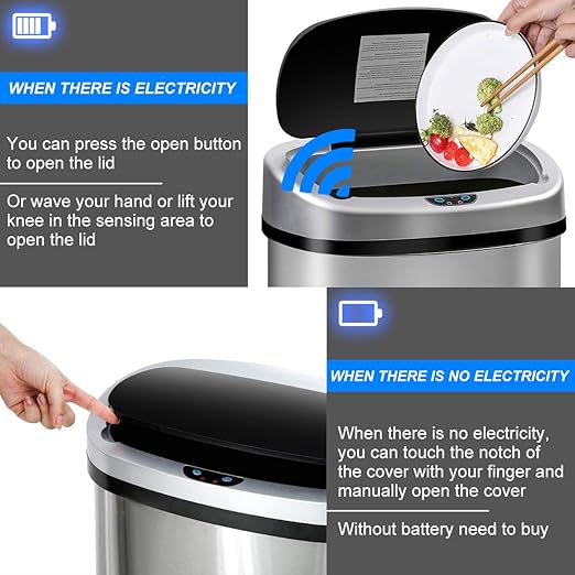 Dkeli Kitchen Trash Can for Bathroom Bedroom Home Office Automatic Touch Free
