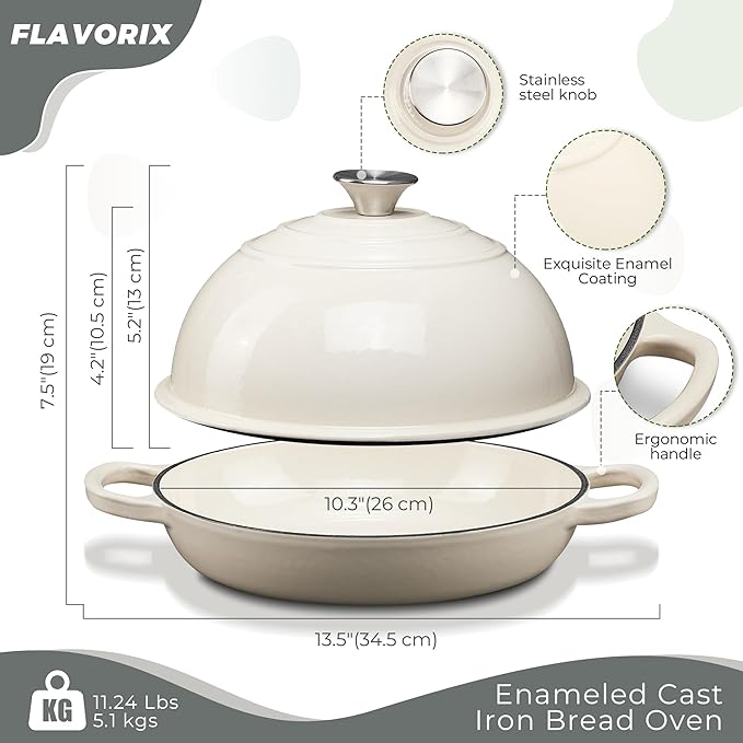 Cast Iron Bread Oven for Sourdough, 6Qt Bread Baking Pan