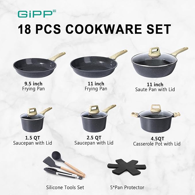 GiPP Ceramic Pots and Pans Set Non Stick