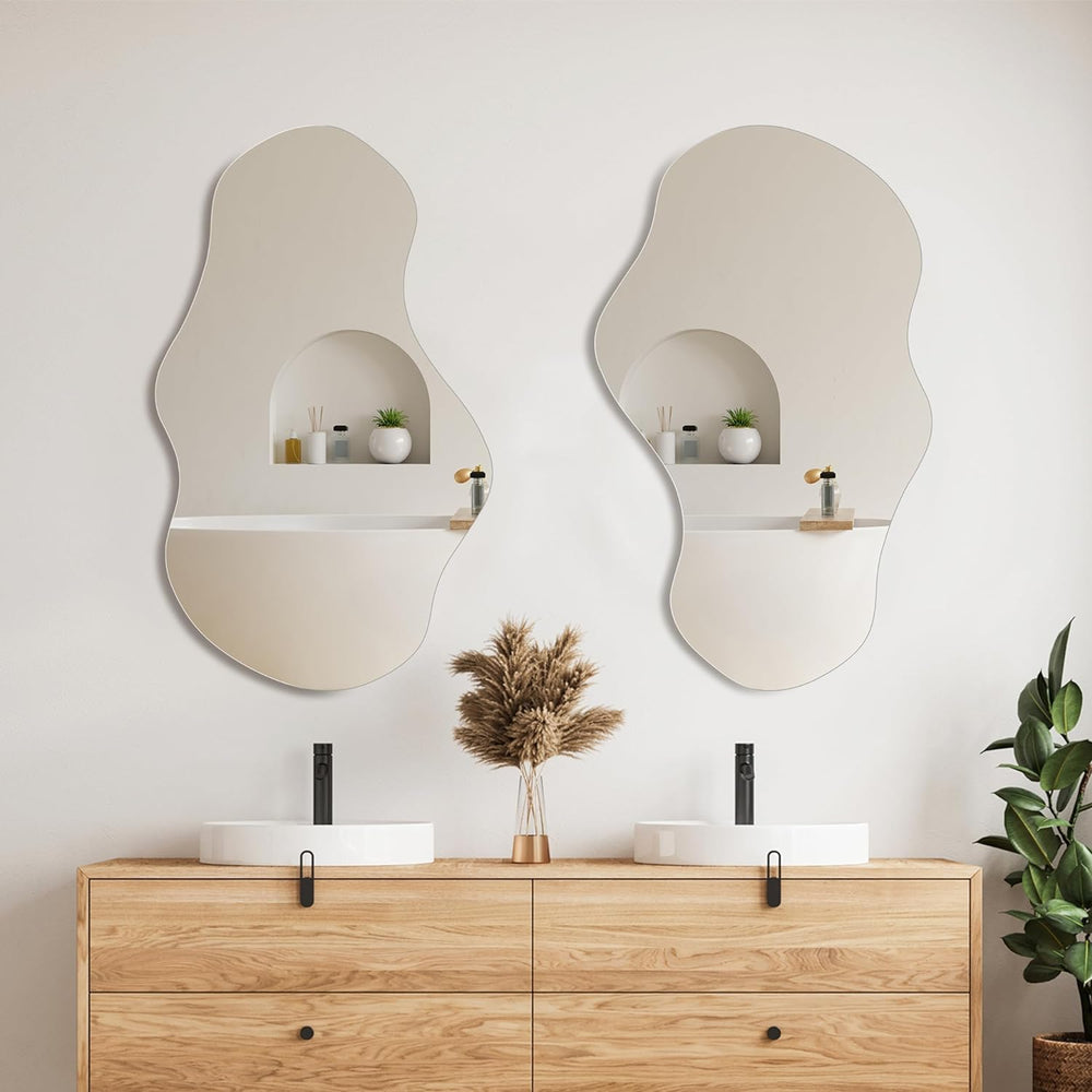 PERFNIQUE Irregular Wall Mirror Asymmetrical Mirror, 34''x20.5'