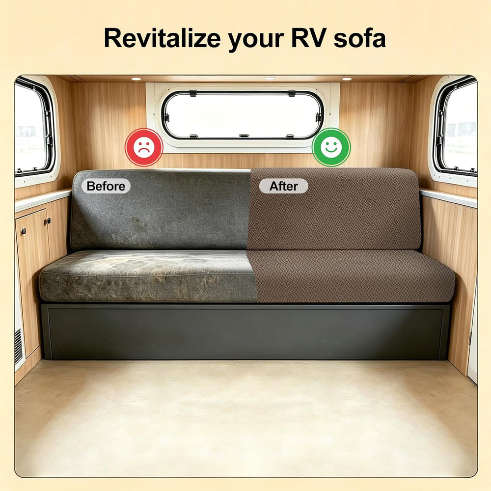 RV Couch Covers for Sofa Bed – 2 Piece with 2 Pillow Covers,Brown