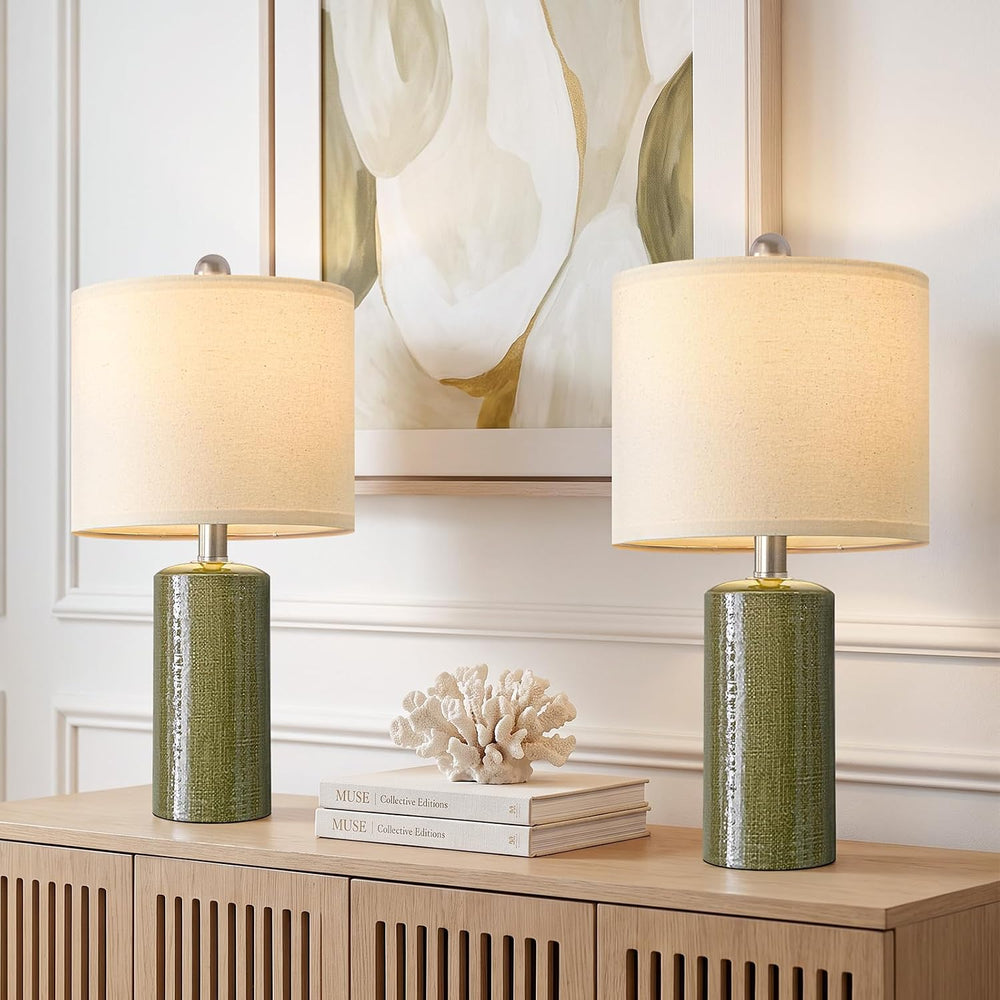 20.25" Small Table Lamps Set of 2 Modern Ceramic Lamps for Living Room