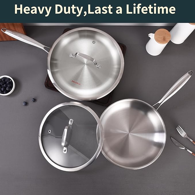 DELARLO Tri-ply Stainless Steel Frying Pan Set