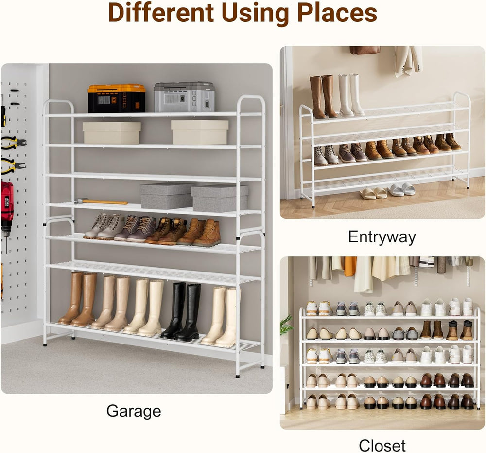 KEETDY 4-Tier Long Shoe Rack for Closet Floor, Wide Shoe Organizer Storage, S...