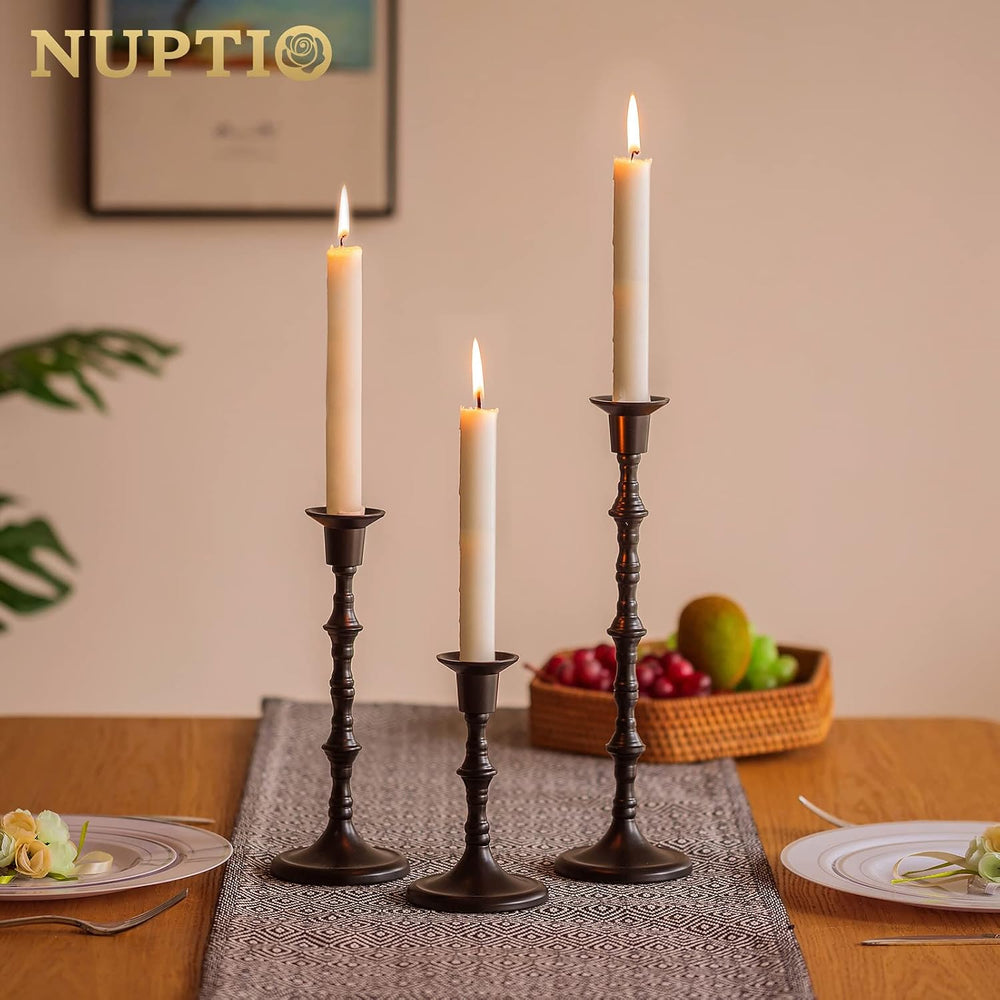 NUPTIO Black Candlestick Holders for Halloween: Unique Gothic Design
