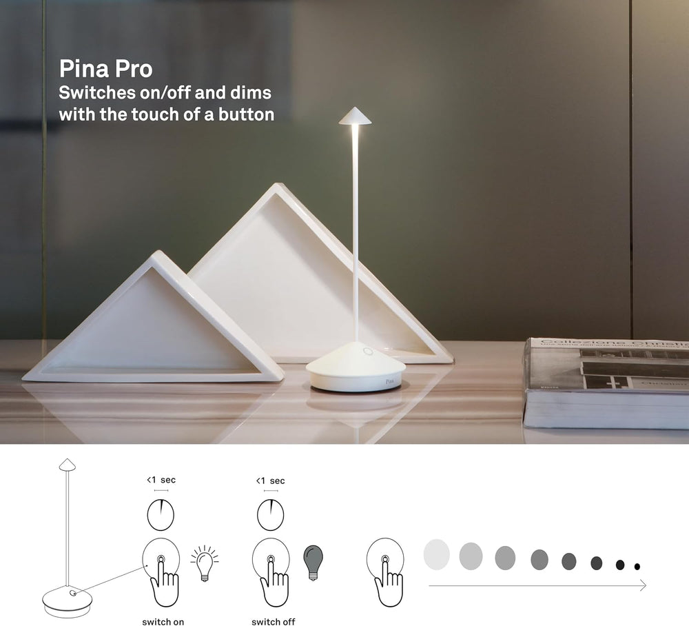Zafferano, Pina Pro, Rechargeable Cordless Lamp, Black