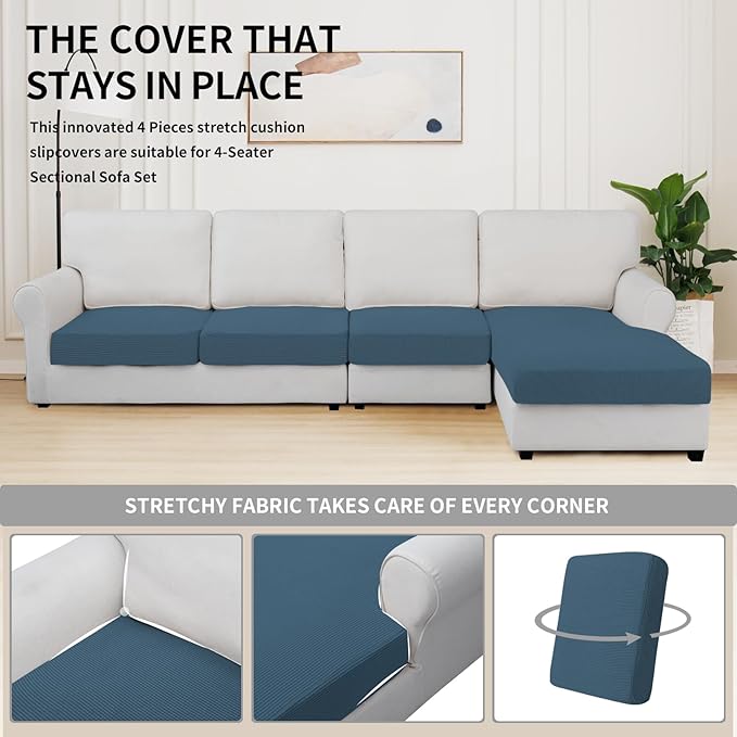Easy-Going Stretch 4 Pieces Couch Cushion Covers