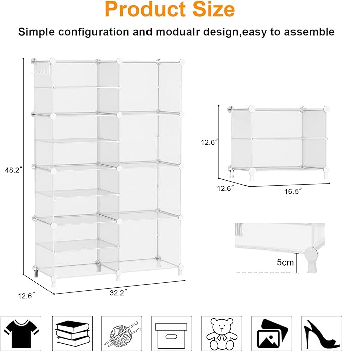 AWTATOS Closet Organizer 8 Cube Storage Shelves Clothes Organizers Closet