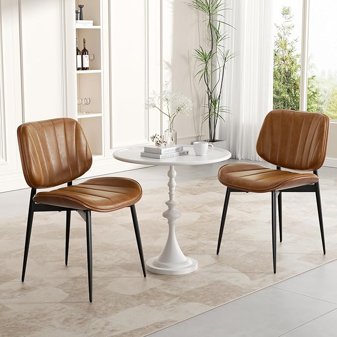 Dining Chairs Set of 4, Mid Century Modern Dining Room Chairs, Upholstered Fa...