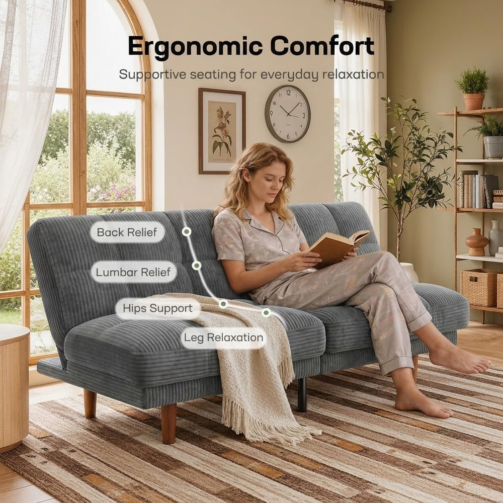 Marsail 70" Convertible Futon Sofa Bed, Small Recliner Sleeper Sofa with...