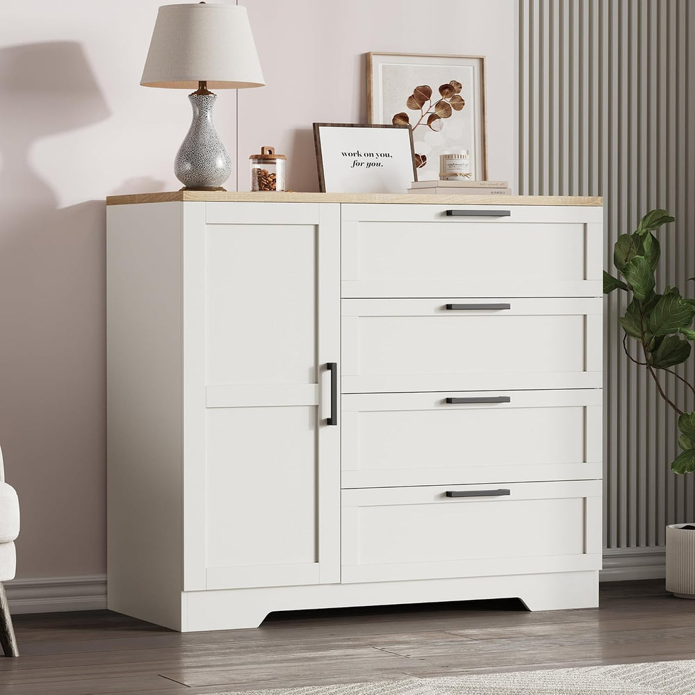 IDEALHOUSE 43.3'' H Armoire Wardrobe Closet with 4 Drawers and Hangin...