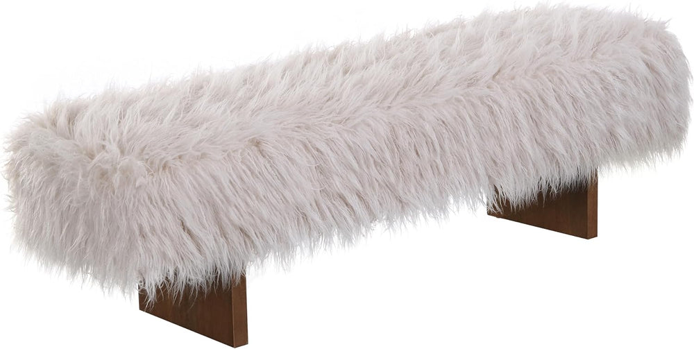 Christopher Knight Home Lenka 67" Long-haired Faux Wool Bedroom Bench, R...