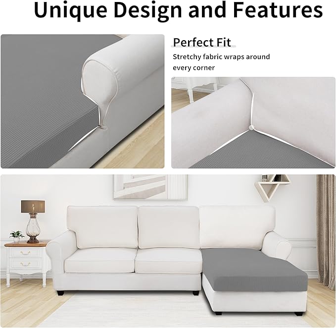 Easy-Going Stretch Sectional Couch Covers 1 Piece Chaise Lounge Slipcover L
