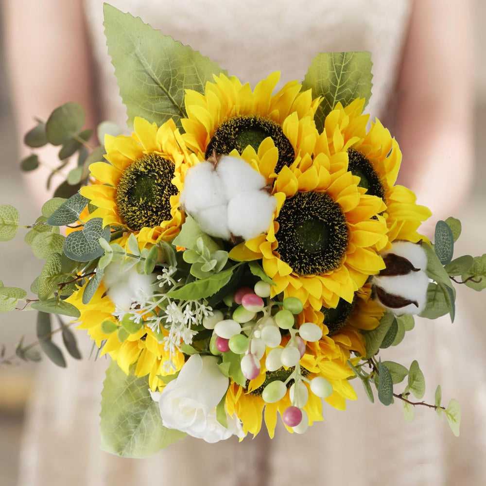 14Pcs Realistic Silk Sunflowers Artificial Flowers,12.6''Fake Sunflow...
