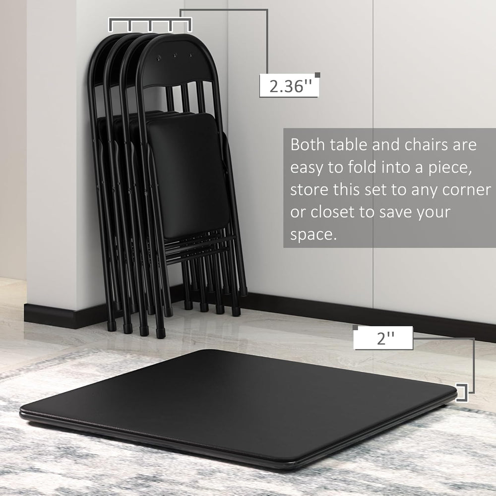 VECELO Folding Card Table and Chair Set of 5 Foldable with Padded Upholstery ...