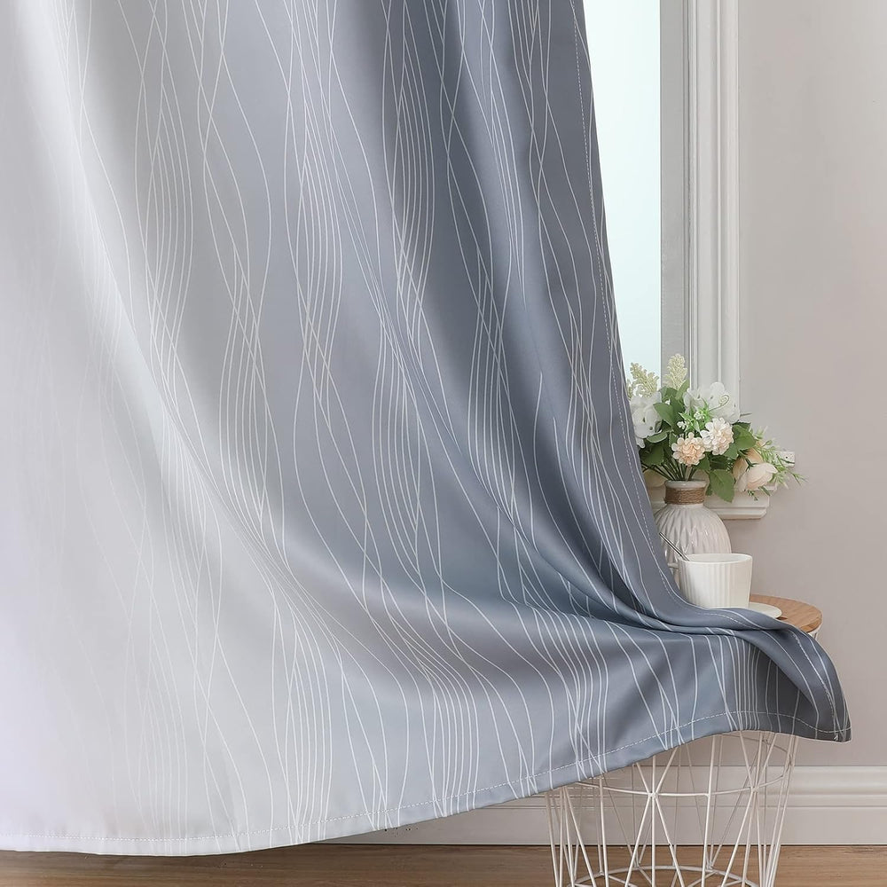 Grey and Greyish White Ombre Blackout Curtains for Living Room 84 Inch Long