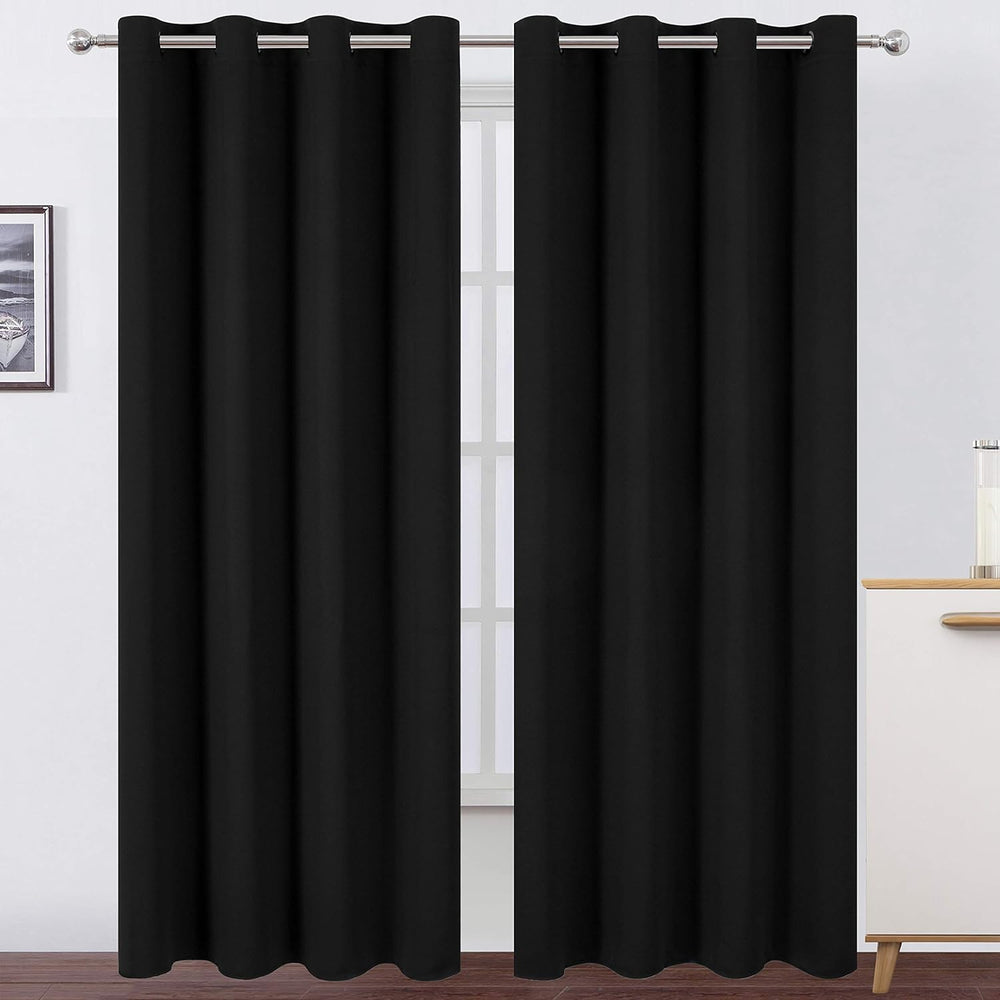 LEMOMO Blackout Curtains 66 x 84 inch/Black Curtains Set of 2 Panels/Thermal ...