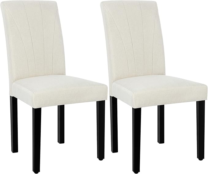 VECELO Upholstered Dining Chairs Set of 2, Modern Fabric and High Back & ...